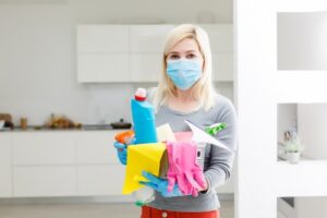 How long should disinfectant stay in before cleaning?