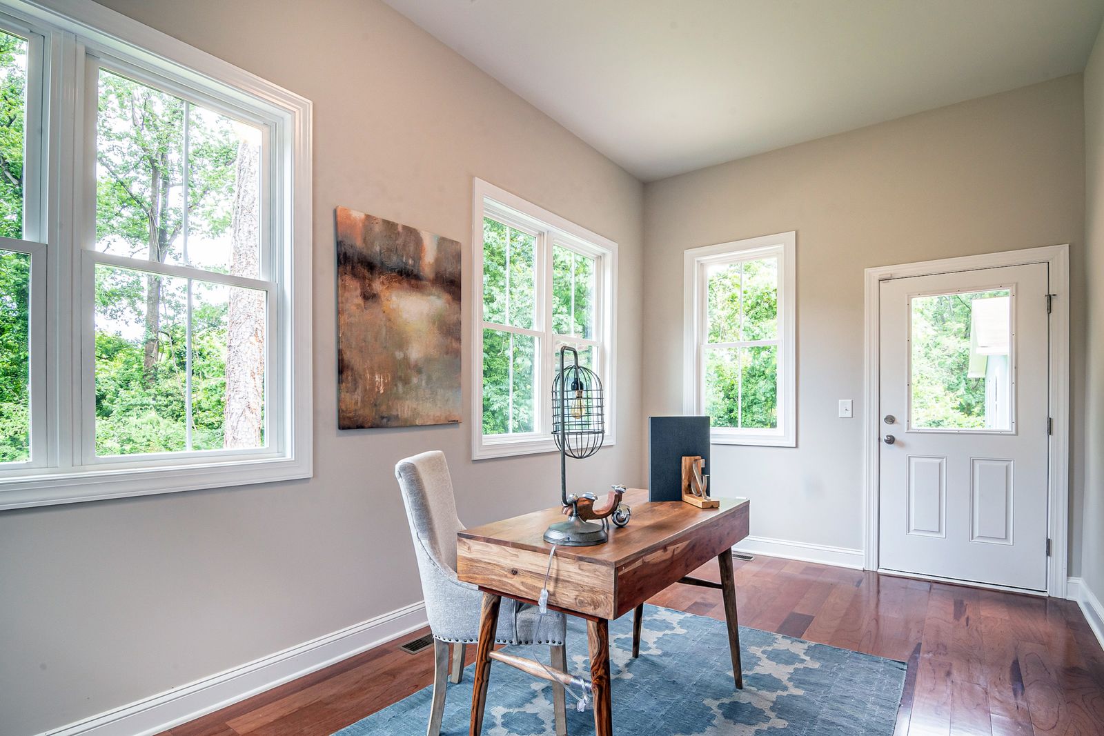 A clean, bright home office